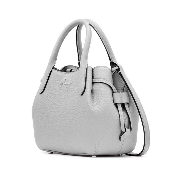 New Kate Spade Dumpling Mini Satchel Pebble Leather Mountain Grey - Picture 4 of 5